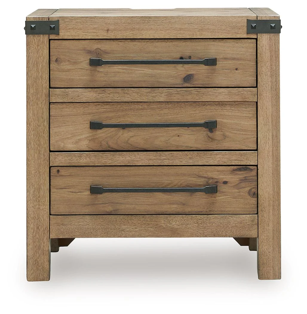 Ridgester - Three Drawer Night Stand - Light Brown - Image 8