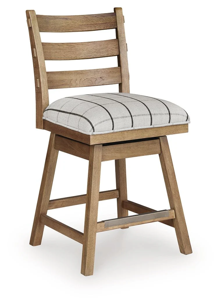 Ridgester - Upholstered Swivel Barstool (Set of 2) - Light Brown - Image 3