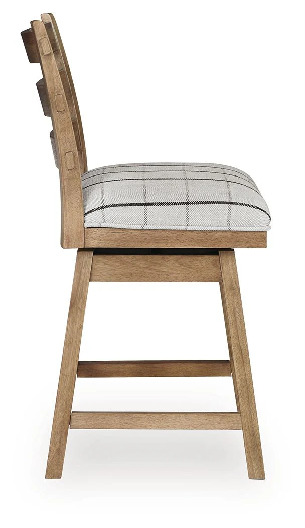 Ridgester - Upholstered Swivel Barstool (Set of 2) - Light Brown - Image 4