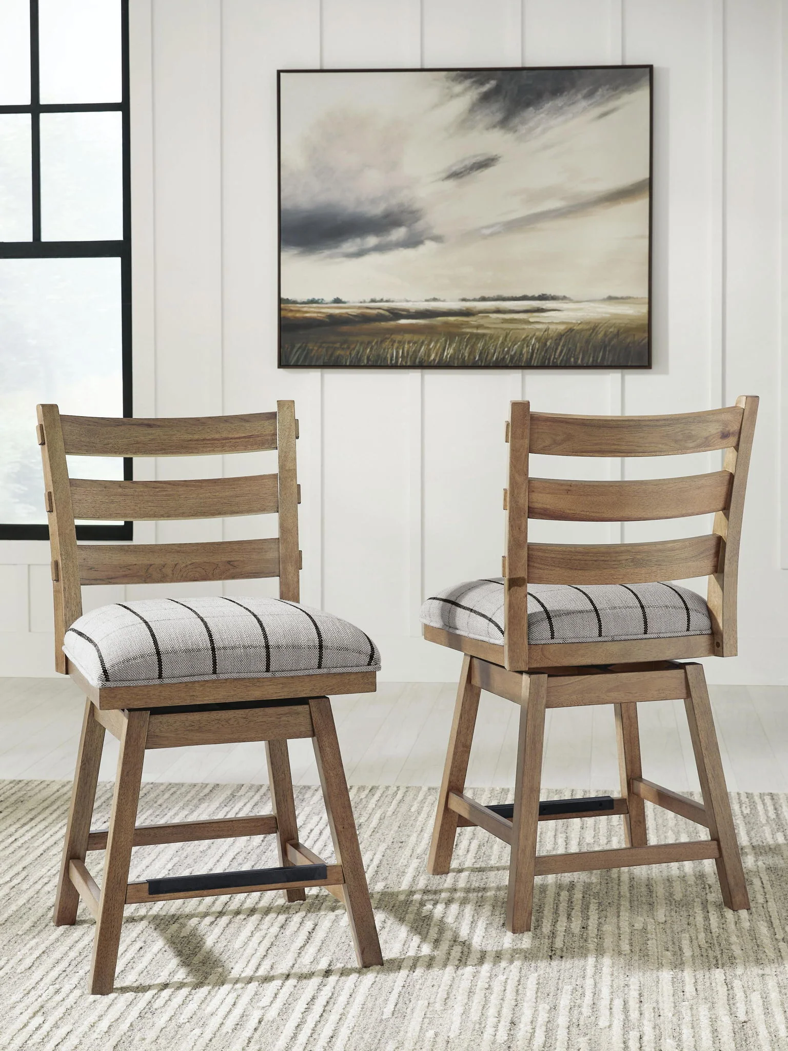 Ridgester - Upholstered Swivel Barstool (Set of 2) - Light Brown - Image 5