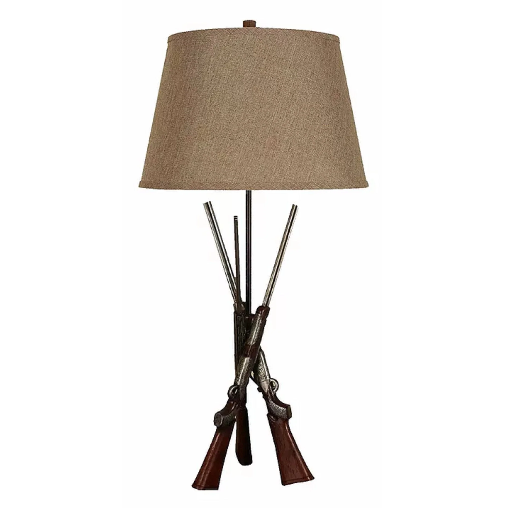 Rifle Table Lamp In Silver & Wood Finish Set of 2 - Image 2