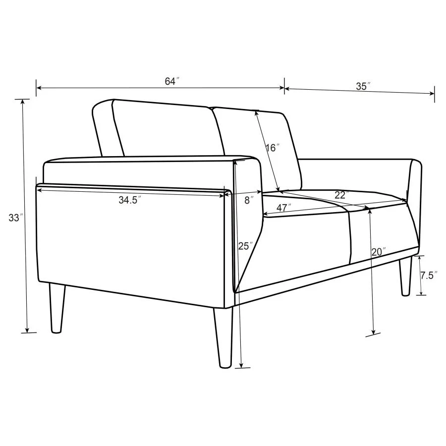Rilynn Upholstered Track Arm Loveseat Grey - Image 9