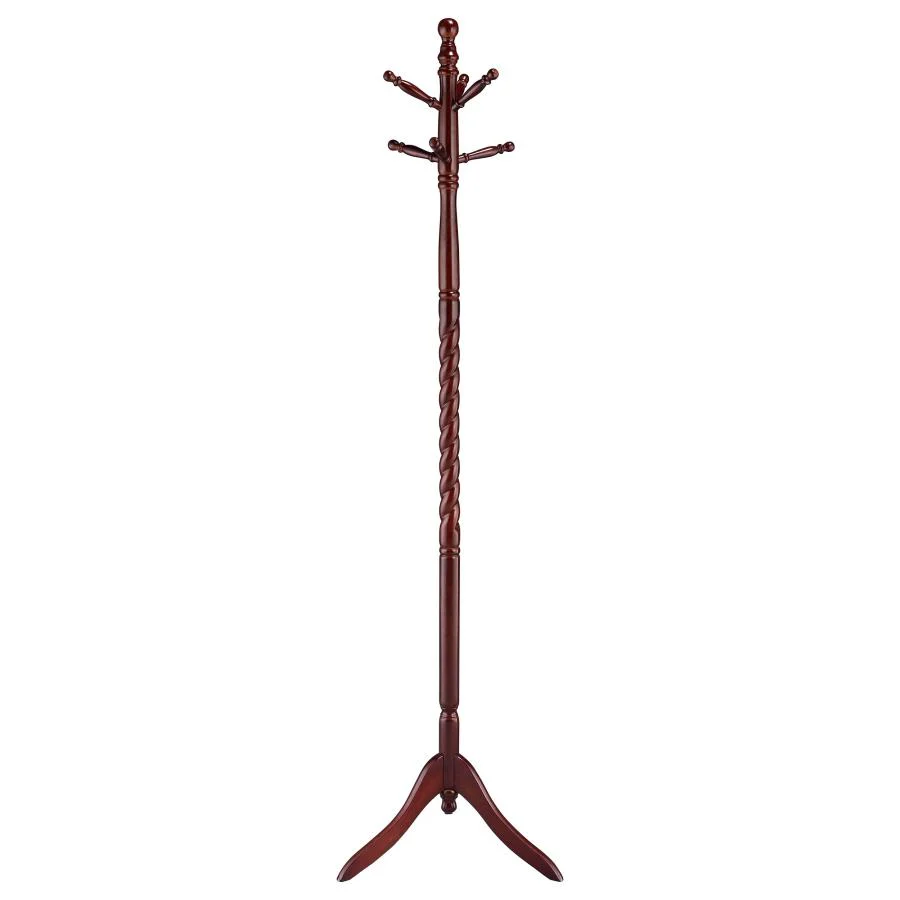 Riona - 6 Hook Freestanding Wood Coat Rack Hat Hanger - Merlot - Image 3