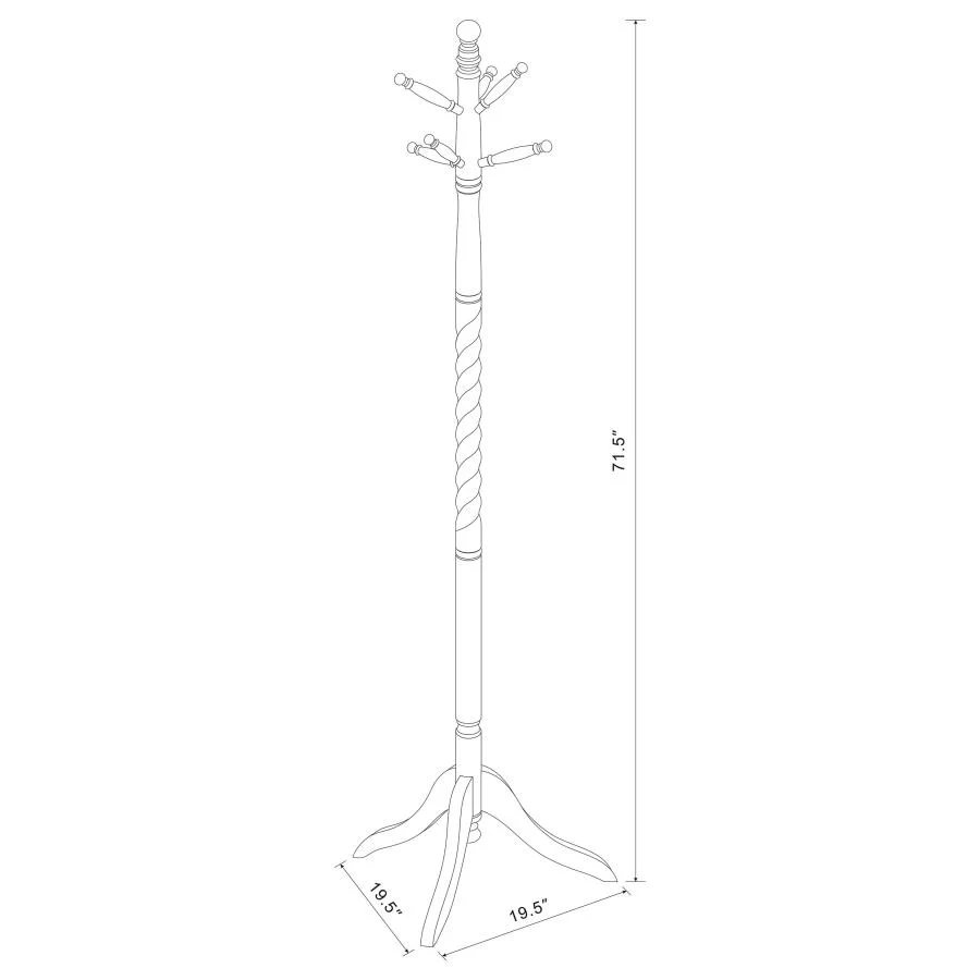 Riona - 6 Hook Freestanding Wood Coat Rack Hat Hanger - Merlot - Image 5