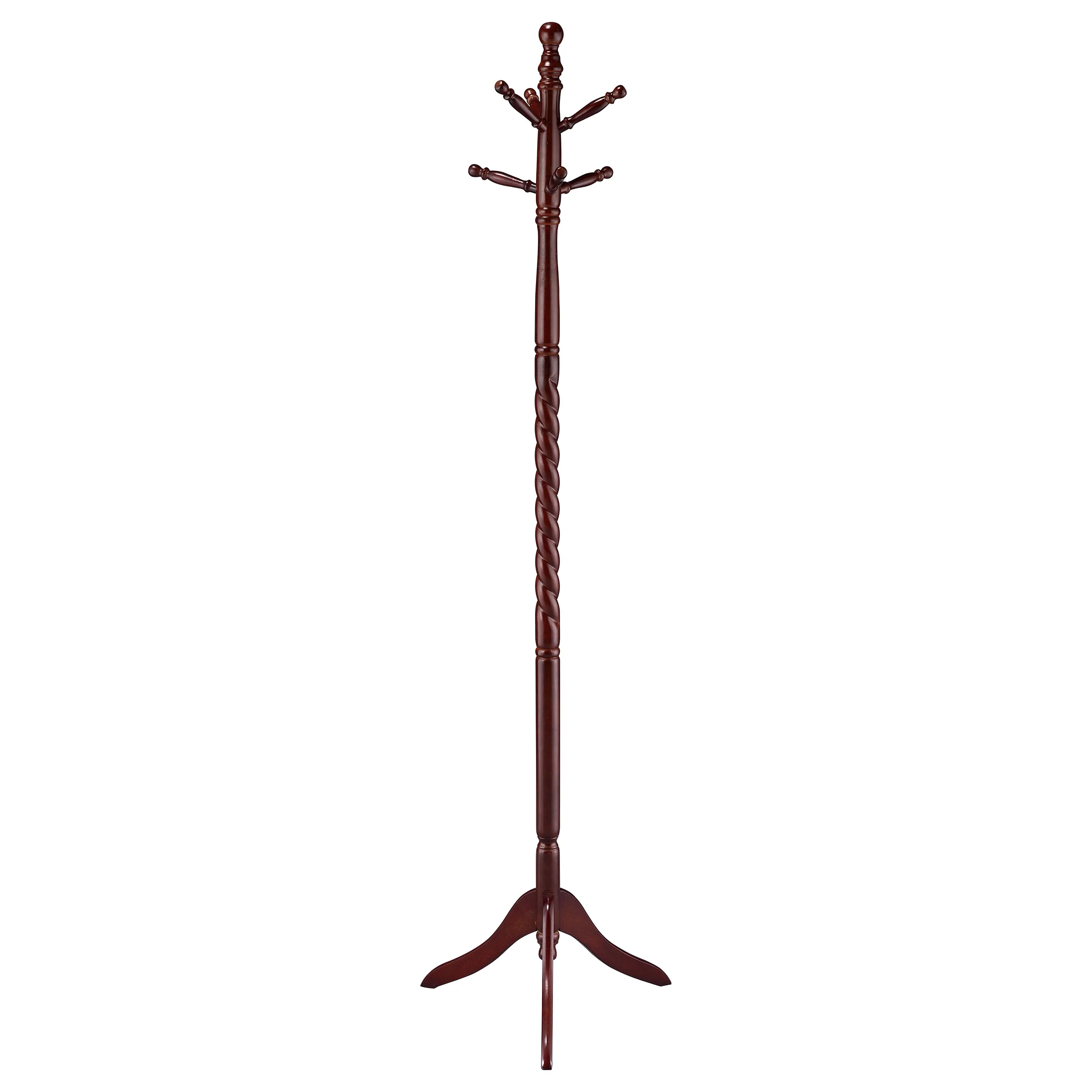 Riona - 6 Hook Freestanding Wood Coat Rack Hat Hanger - Merlot - Image 6