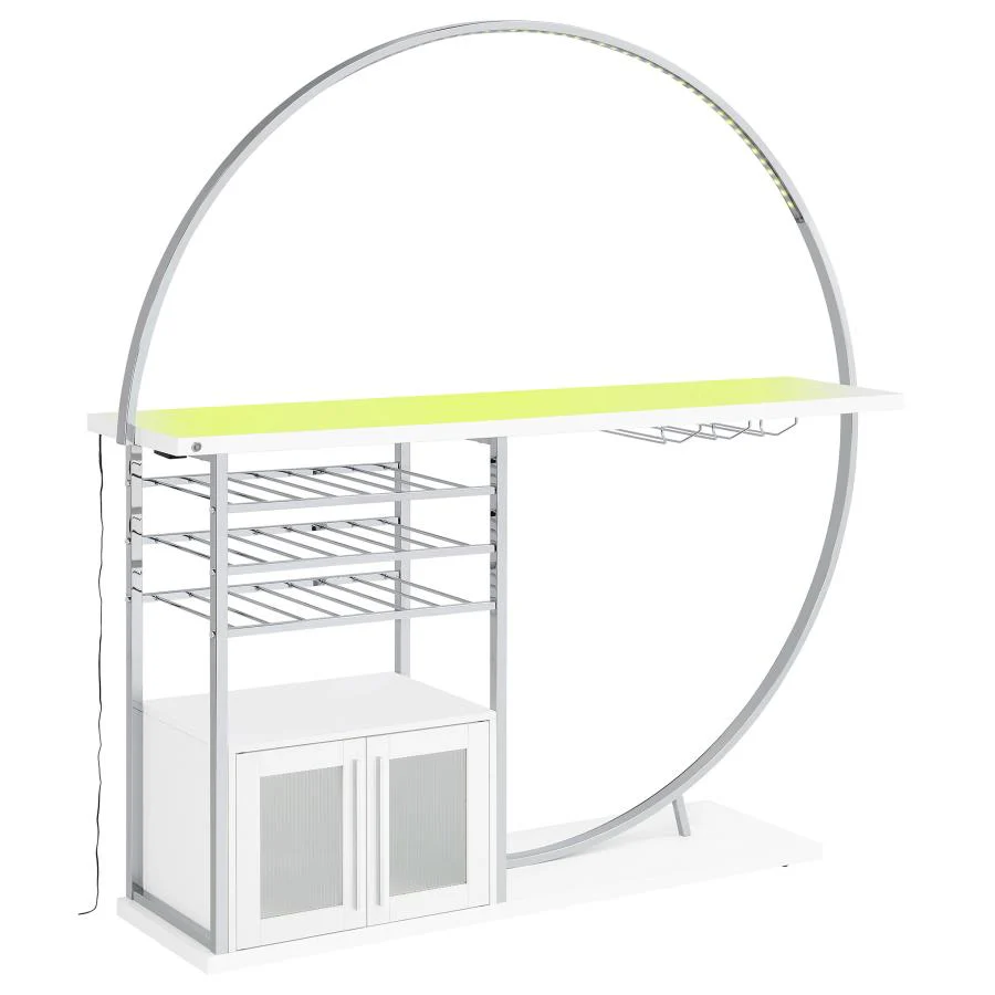Risley - 2-Door Circular LED Home Bar With Wine Storage - Image 13