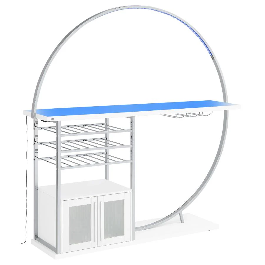 Risley - 2-Door Circular LED Home Bar With Wine Storage - Image 19