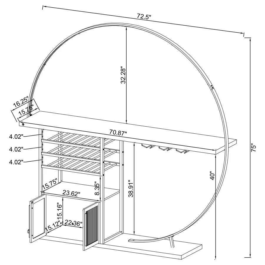 Risley - 2-Door Circular LED Home Bar With Wine Storage - Image 39