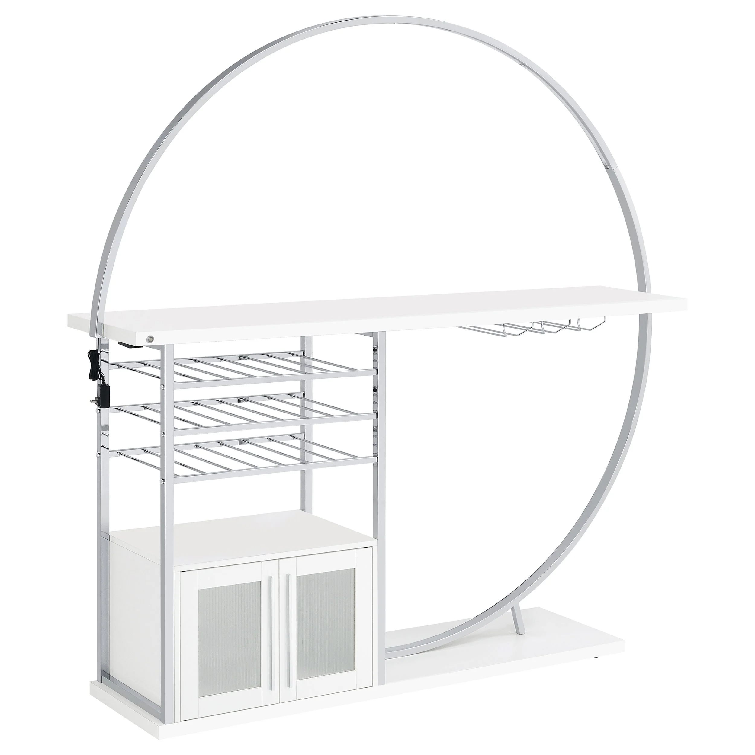 Risley - 2-Door Circular LED Home Bar With Wine Storage - Image 41