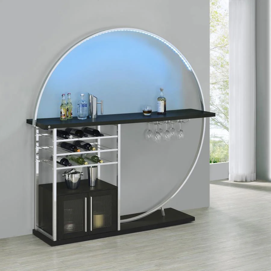 Risley - 2-Door Circular LED Home Bar With Wine Storage - Image 6