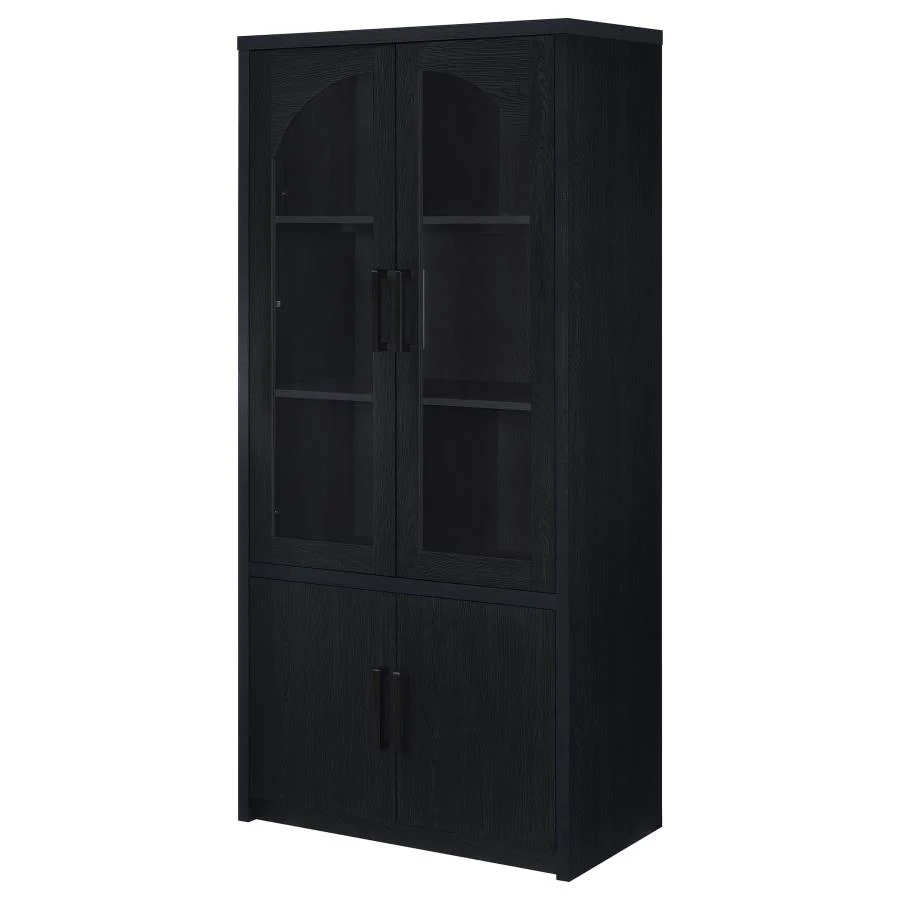 Riva - 4-Door Tall Accent Display Cabinet LED Lighting - Black - Image 6