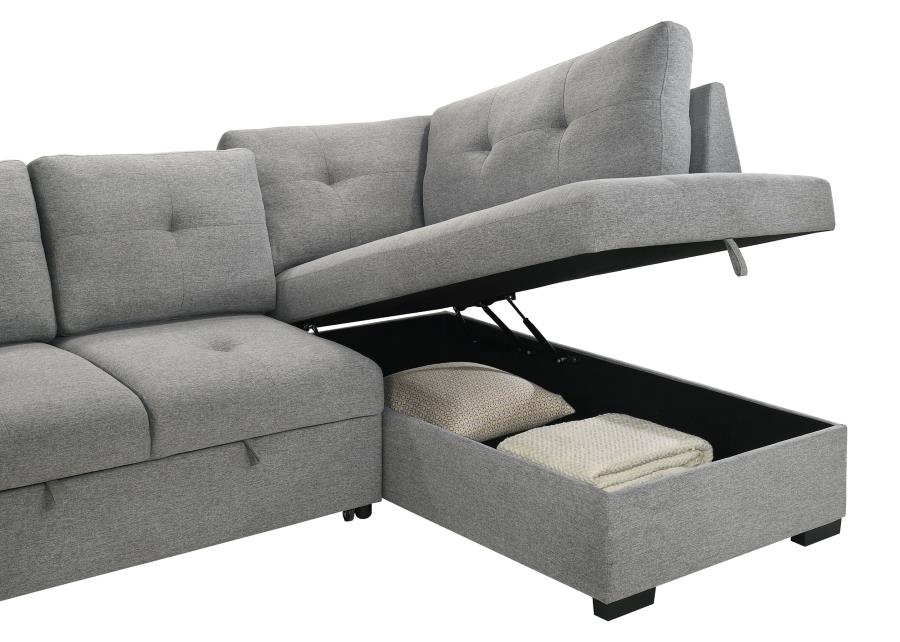 Roanne - Fabric Upholstered Sleeper Sectional Sofa - Gray - Image 16