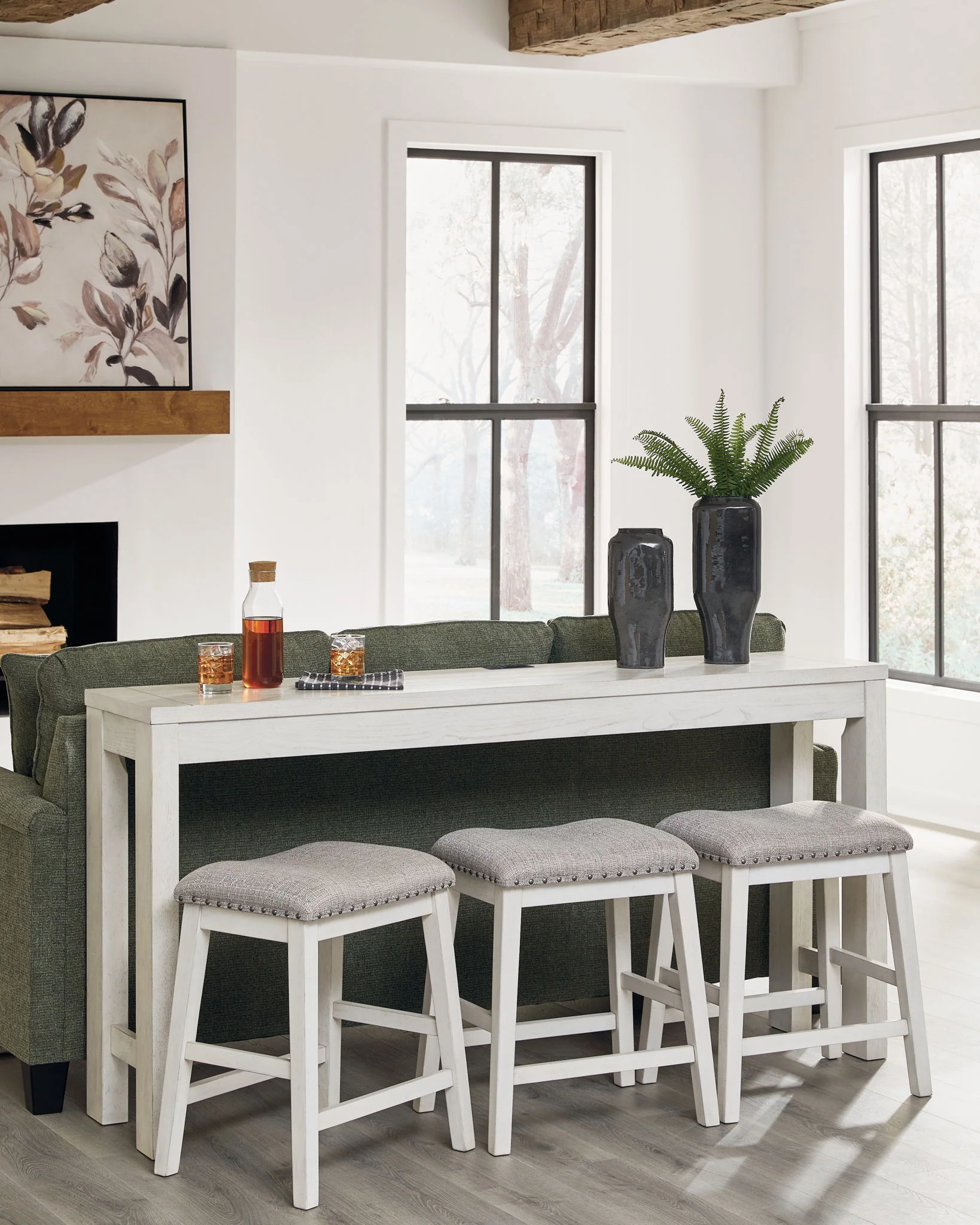 Robbinsdale - Rectangular Dining Room Counter Table Set (Set of 4) - Antique White - Image 3