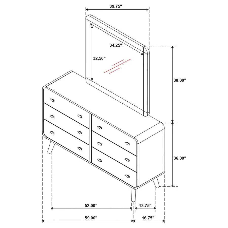 Robyn - 6-Drawer Bedroom Dresser And Mirror - Image 23