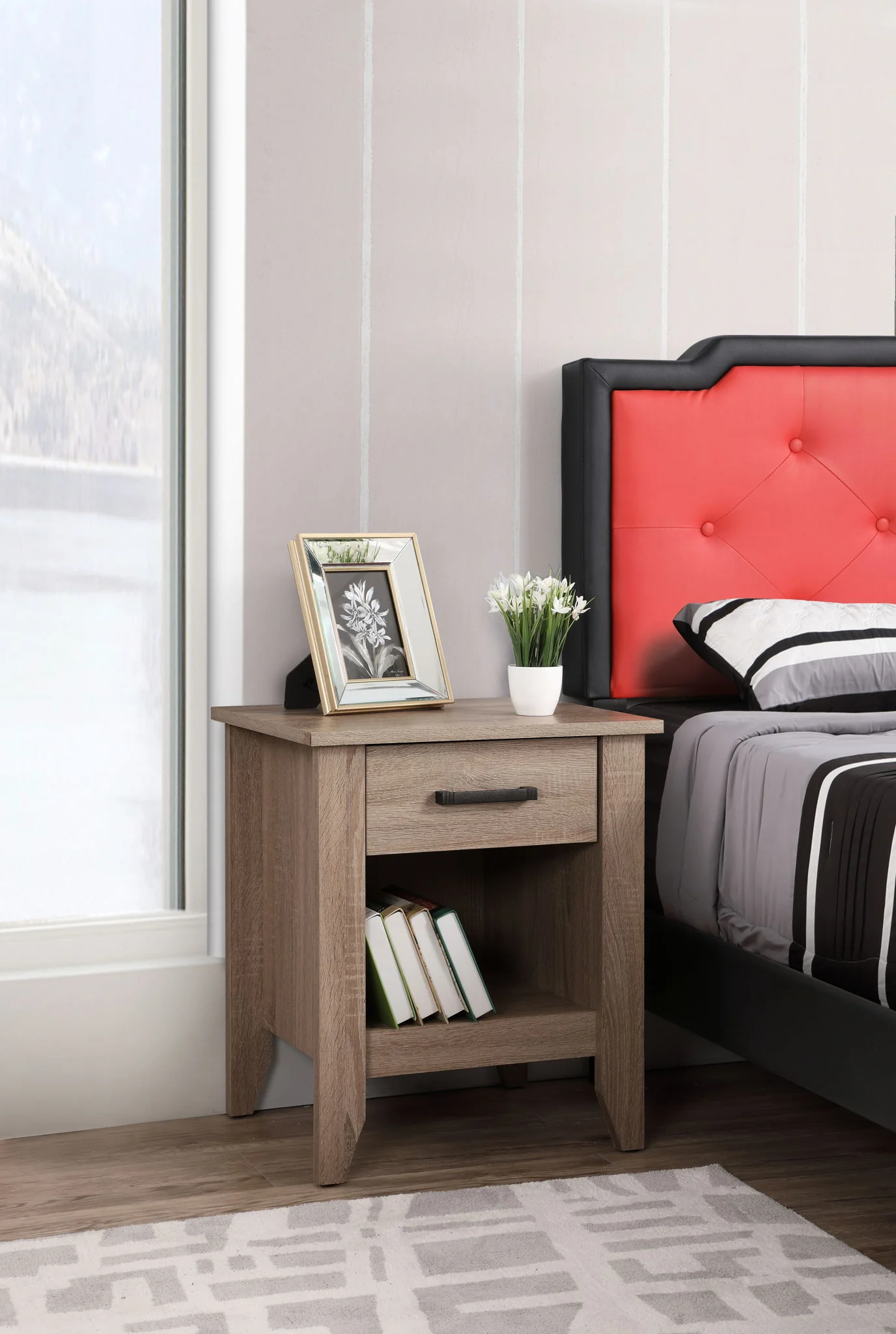 Roller Drawer Glides Nightstand - Image 2