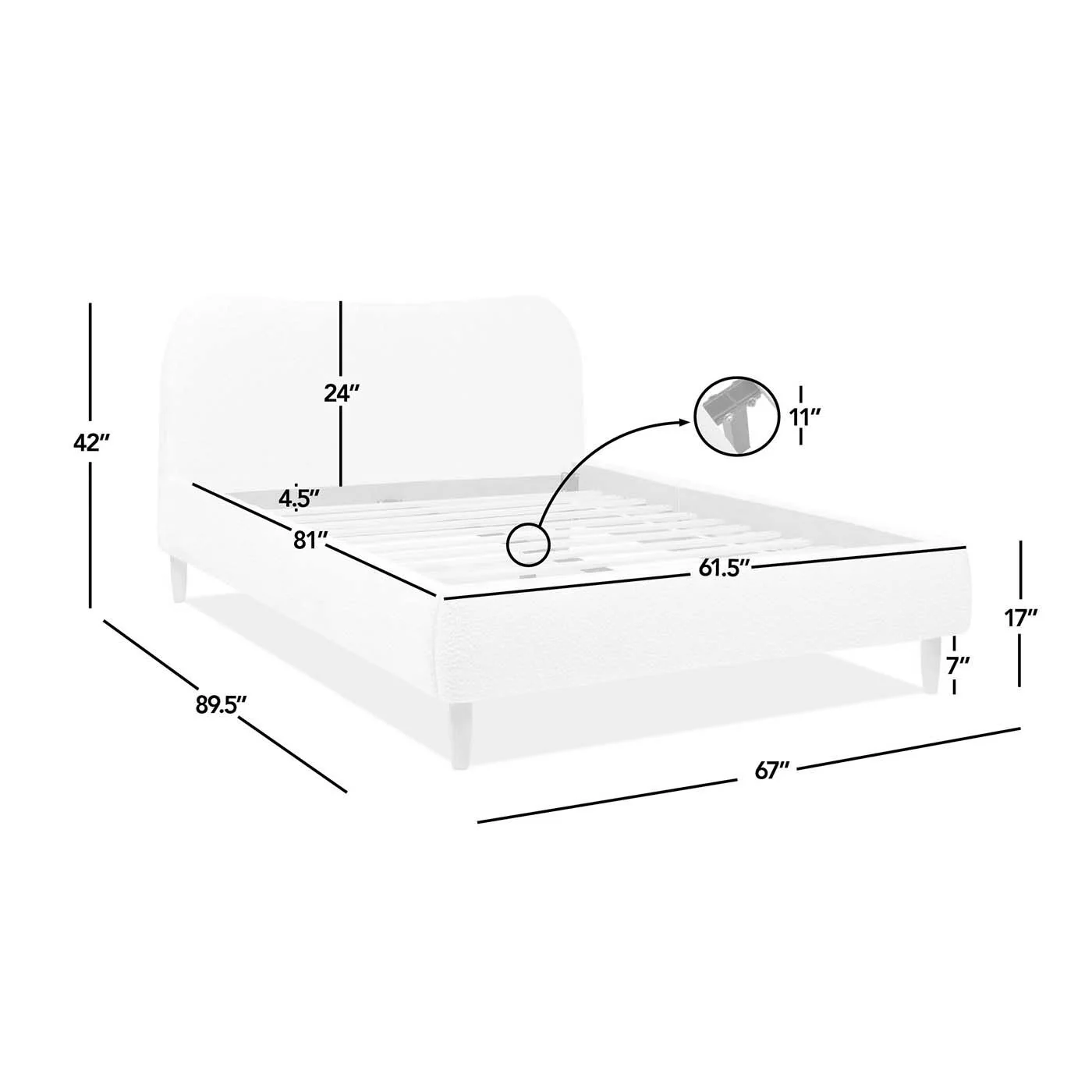 Roman - Curved Headboard Upholstered Platform Bed - Image 28