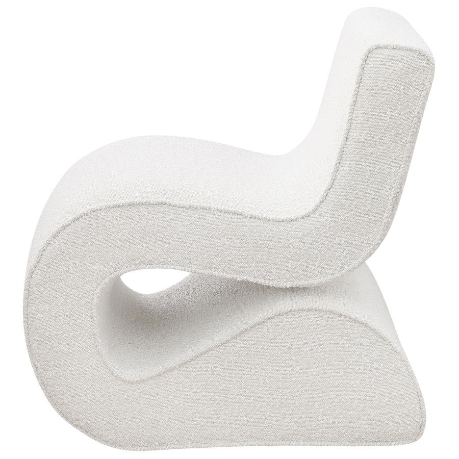 Ronea Boucle Upholstered Armless Curved Chair Cream - Image 4