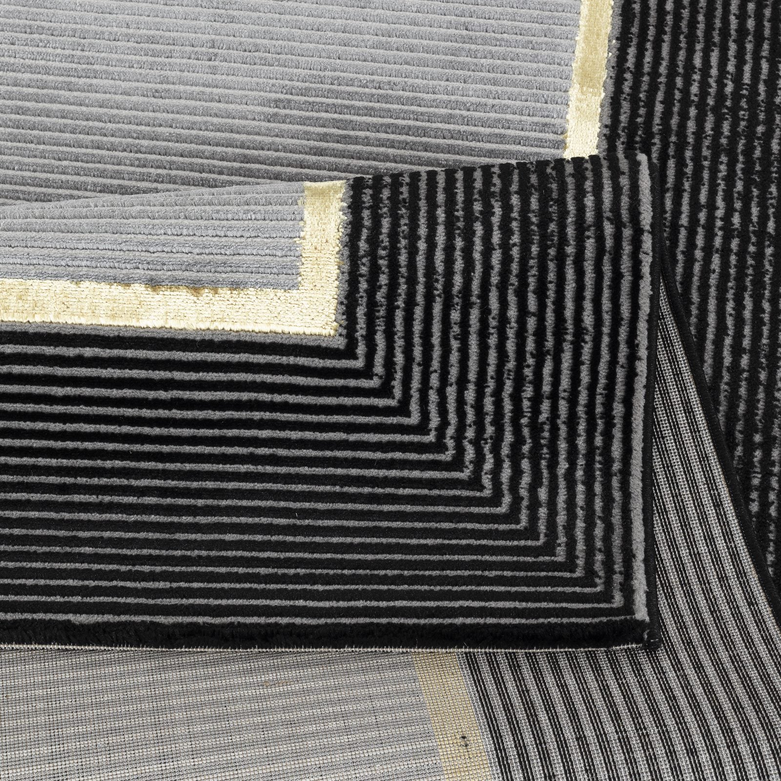 .Ashen Gray Rug with Black & Gold Border – 6' 6" x 9' 0" - Image 3