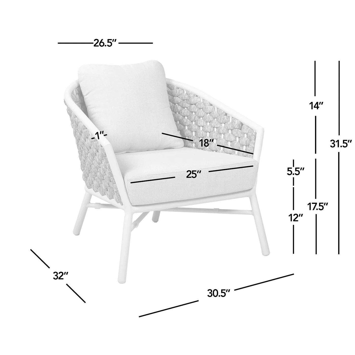 Rowan - Rope Barrel Back Patio Accent Arm Chair (Set of 2) - Optic White - Image 5