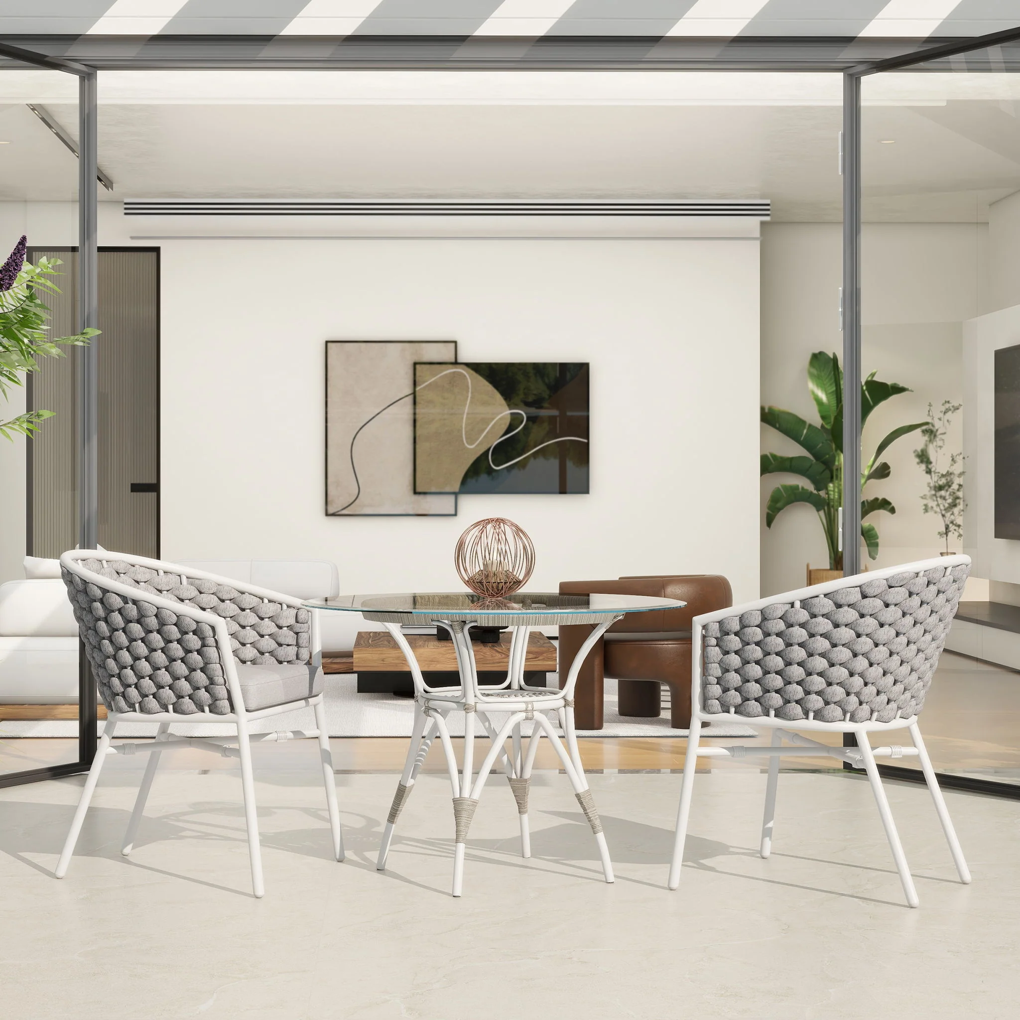 Rowan - Rope Barrel Back Patio Dining Chairs (Set of 2) - Optic White - Image 9