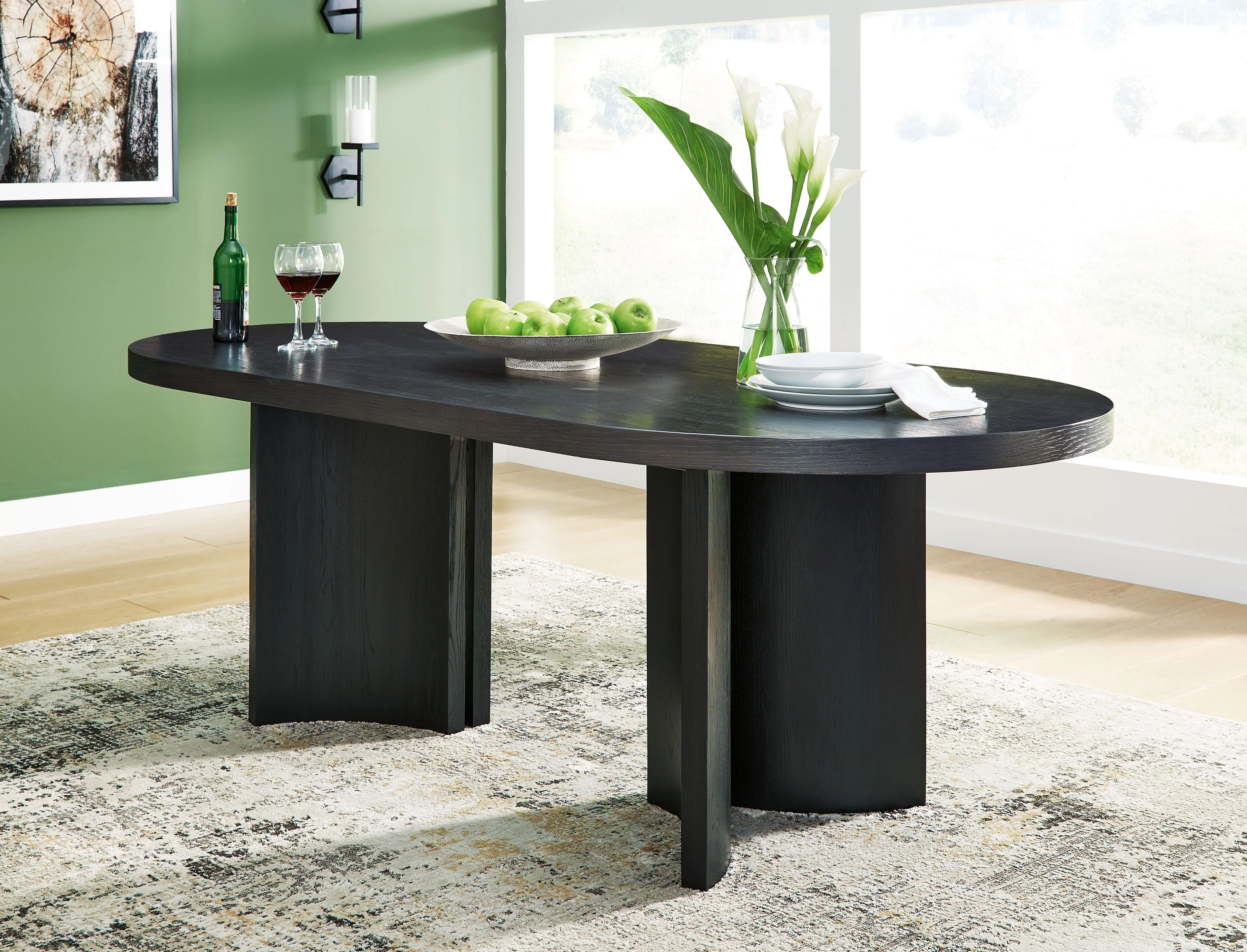 Rowanbeck - Oval Dining Room Table - Black - Image 6