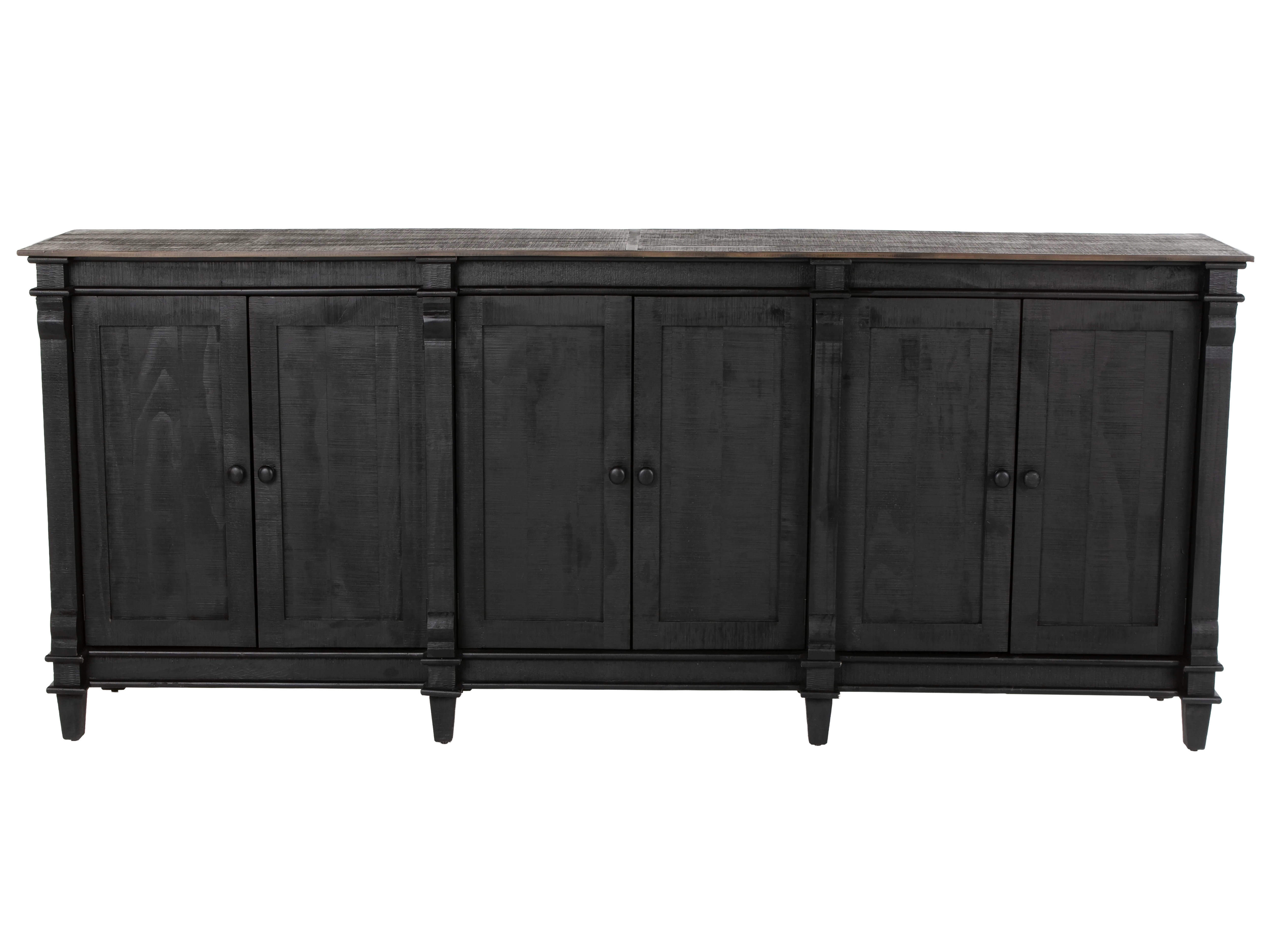 Rustic Black Sideboard Buffet / TV Stand with Weathered Wood Top - Image 2