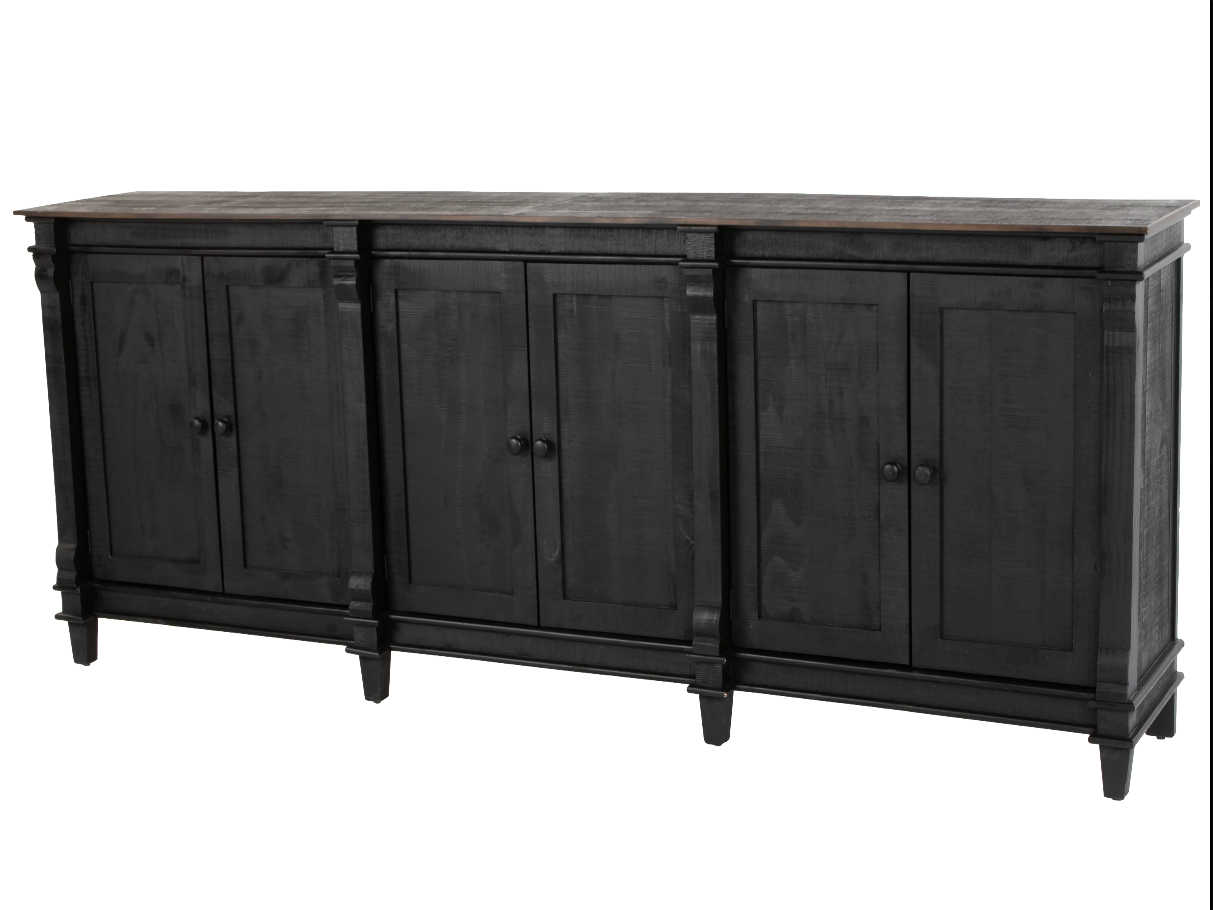 Rustic Black Sideboard Buffet / TV Stand with Weathered Wood Top - Image 3