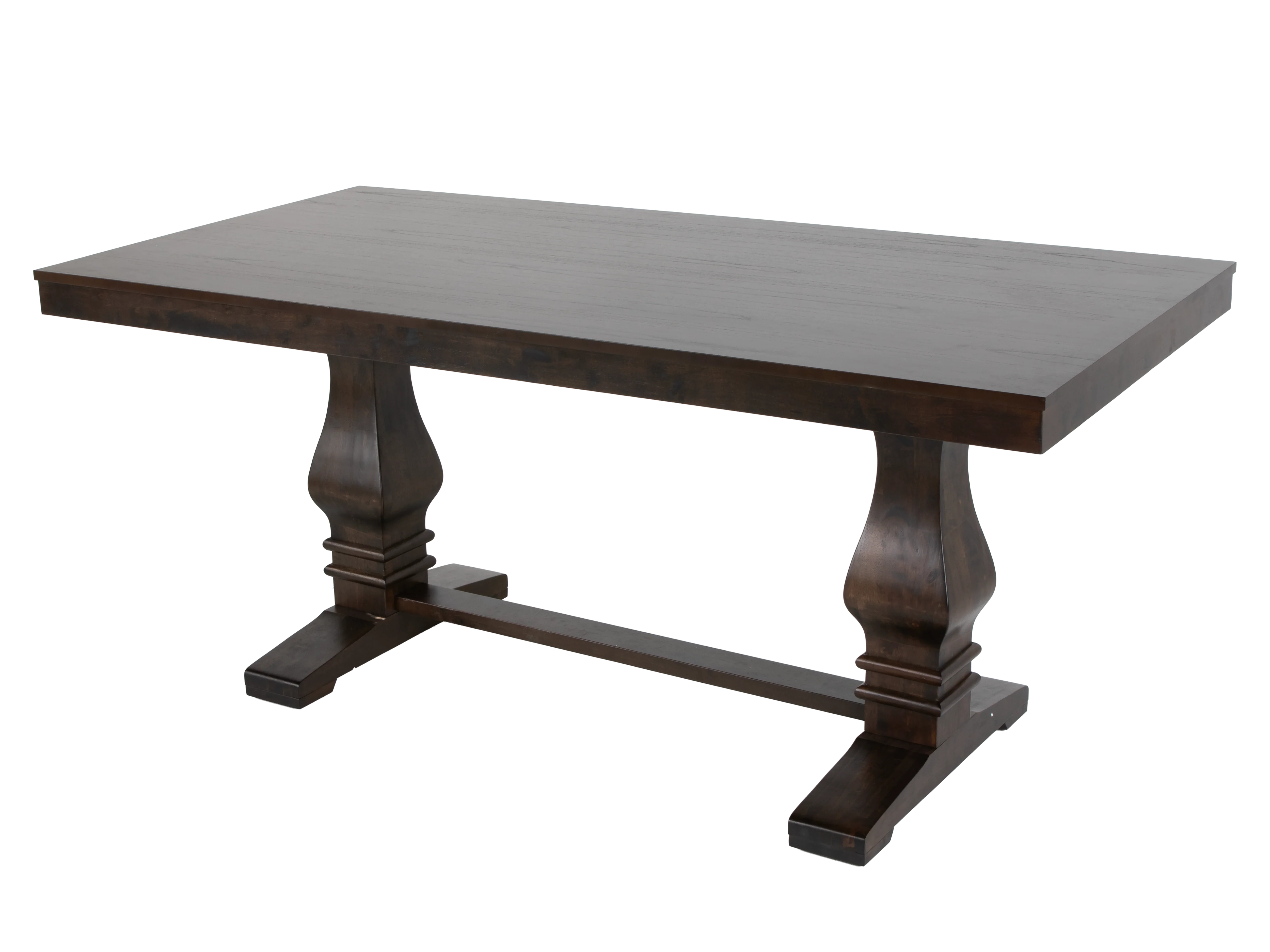 78" Rustic Brown 7-Piece Trestle Dining Set with Tufted Pearl Chairs - Image 4