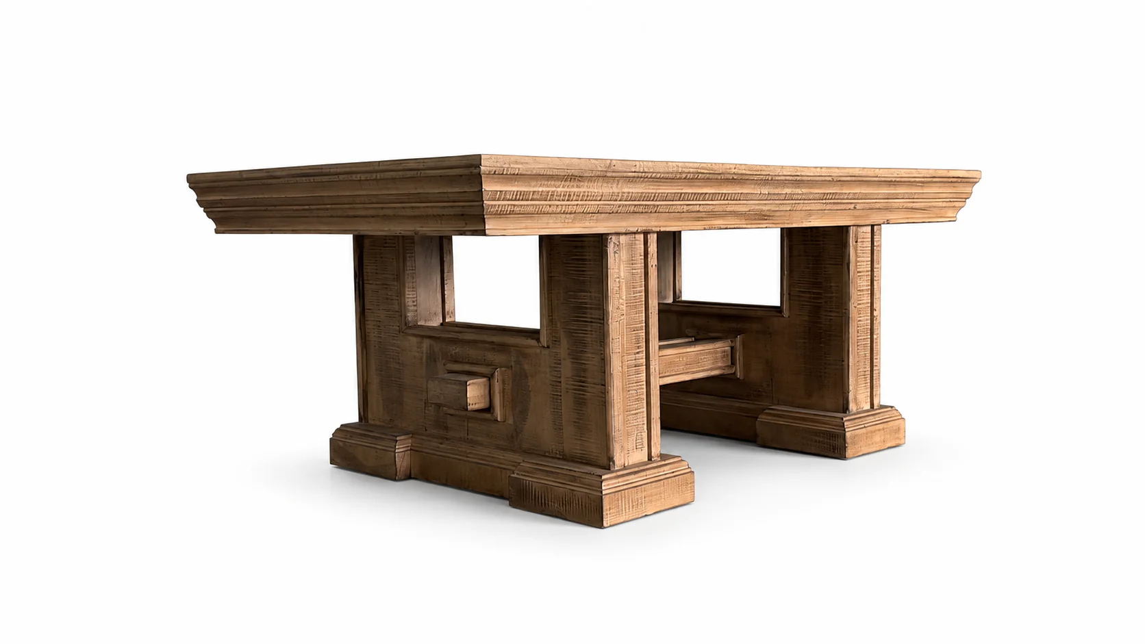 Rustic Brown Farmhouse 3-Piece Coffee Table Set with Pedestal Design - Image 12