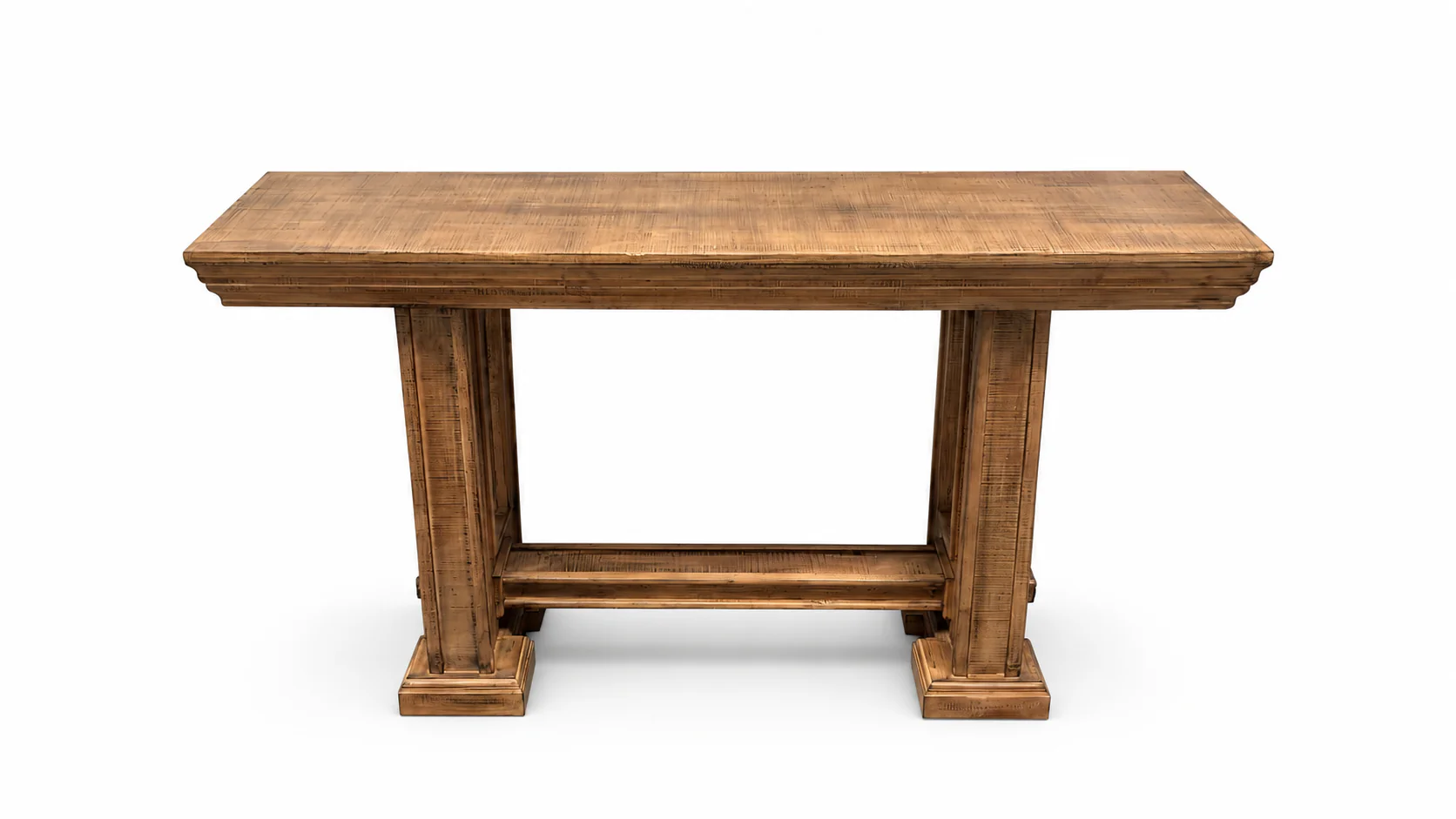 Rustic Brown Farmhouse 3-Piece Coffee Table Set with Pedestal Design - Image 4