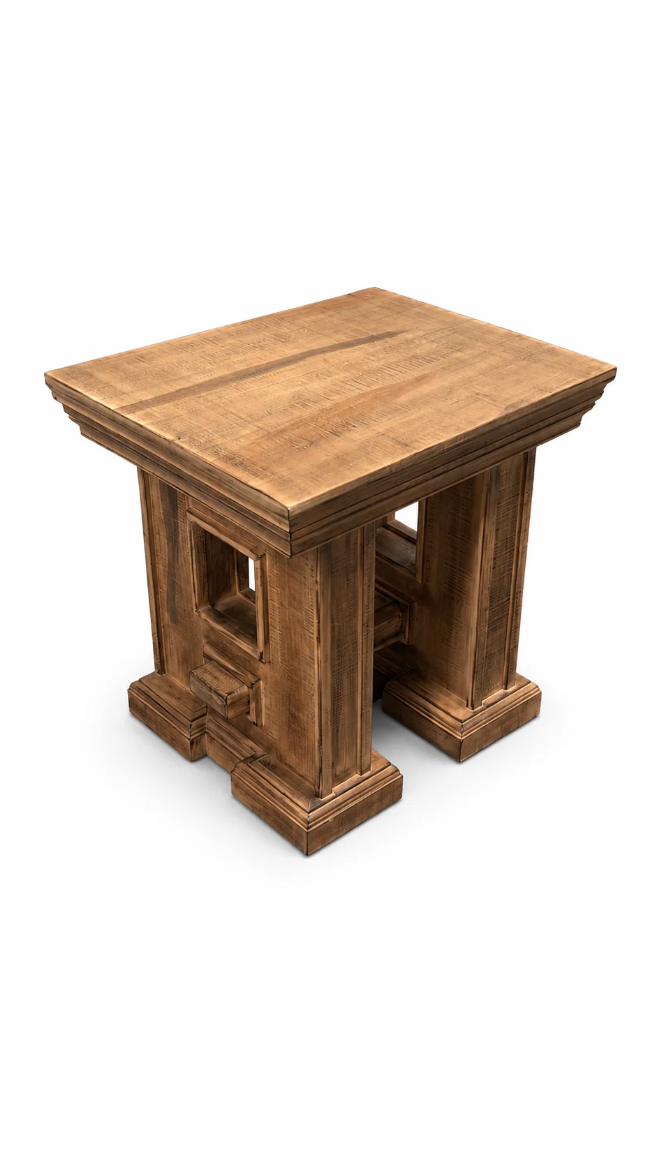 Rustic Brown Farmhouse 3-Piece Coffee Table Set with Pedestal Design - Image 8