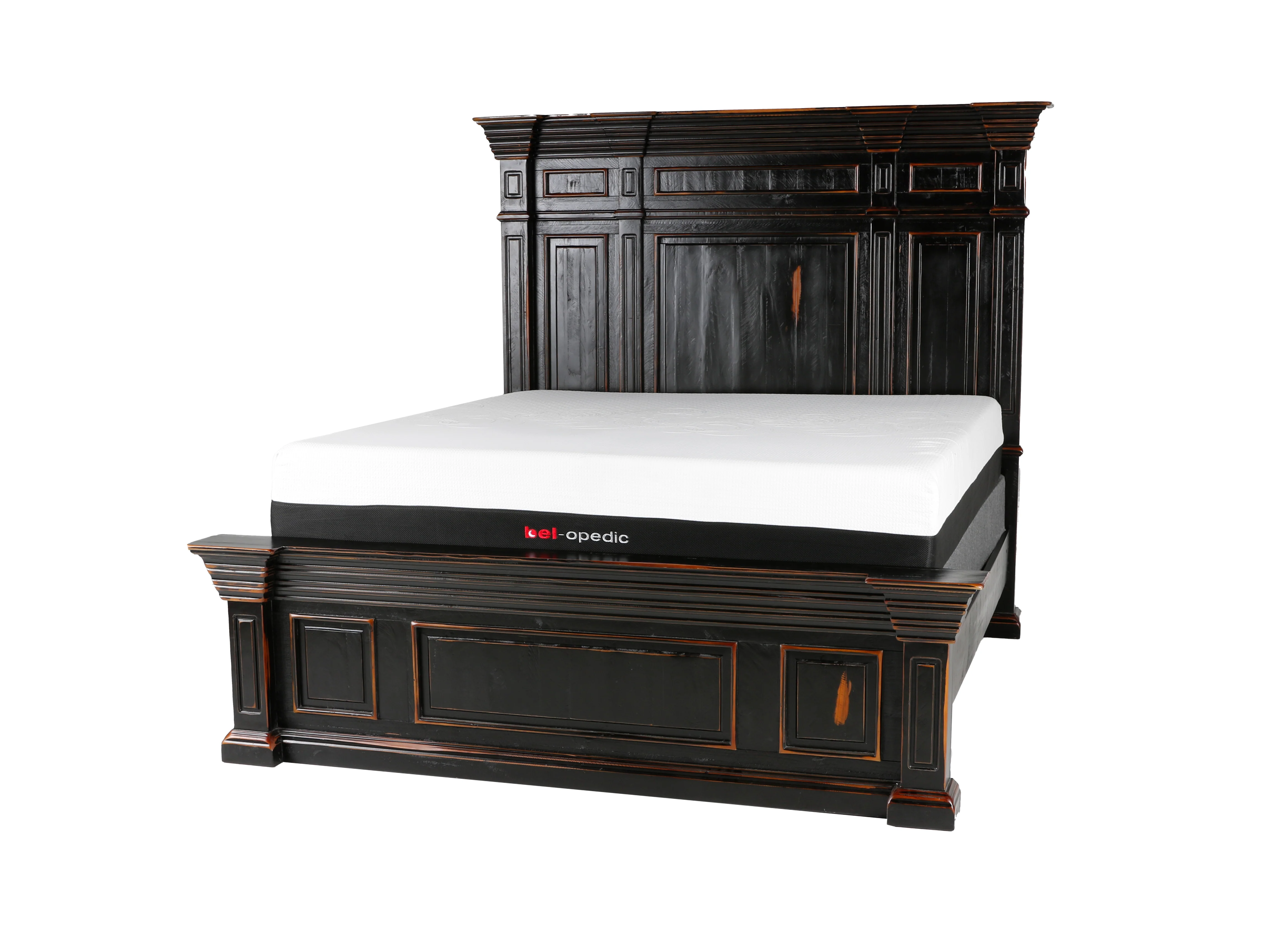 Rustic Traditional Dark Cherry 6-Piece Bedroom Set with Panel Bed, Dresser, Mirror & Nightstand - Image 3
