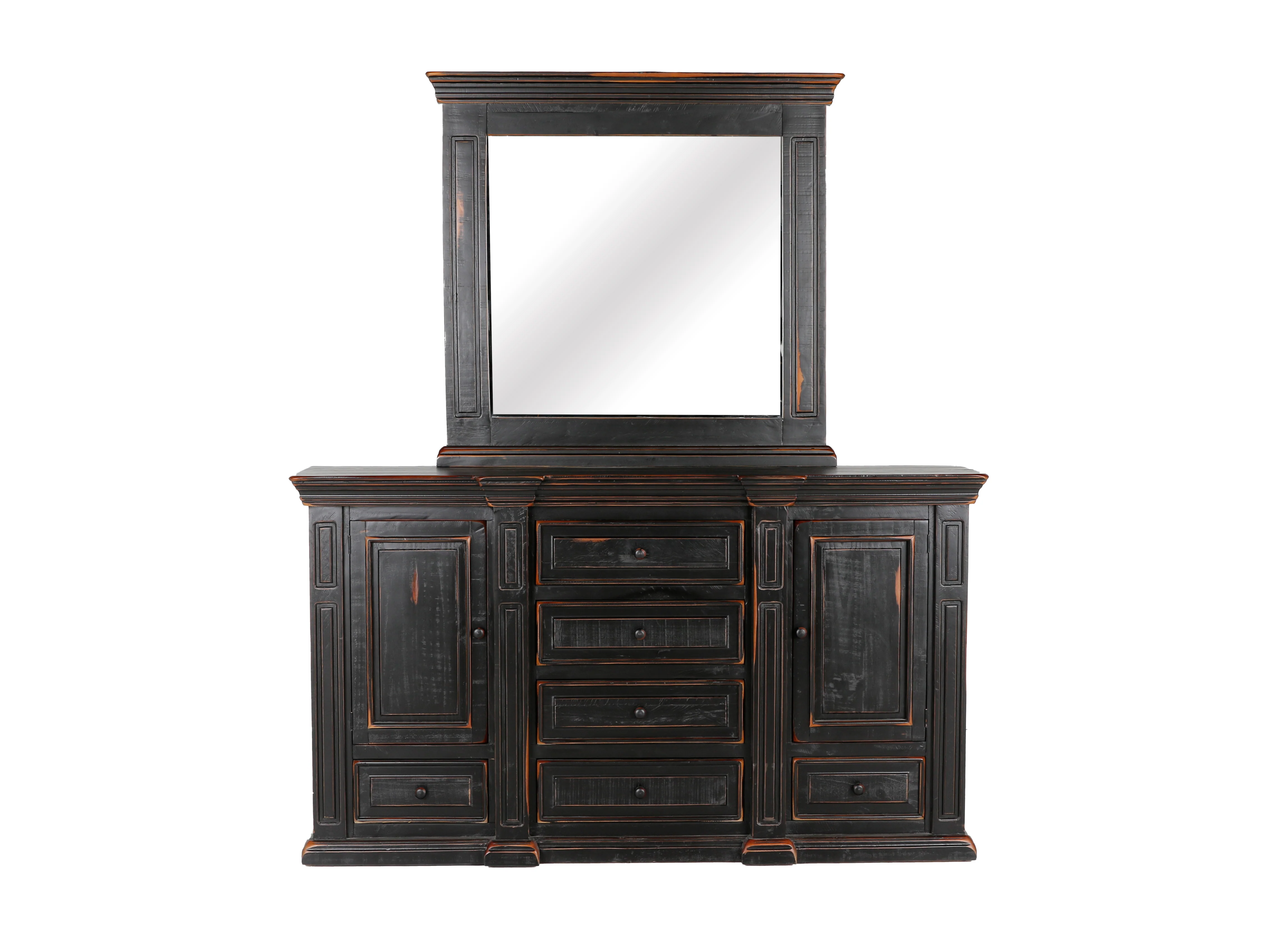 Rustic Traditional Dark Cherry 6-Piece Bedroom Set with Panel Bed, Dresser, Mirror & Nightstand - Image 4