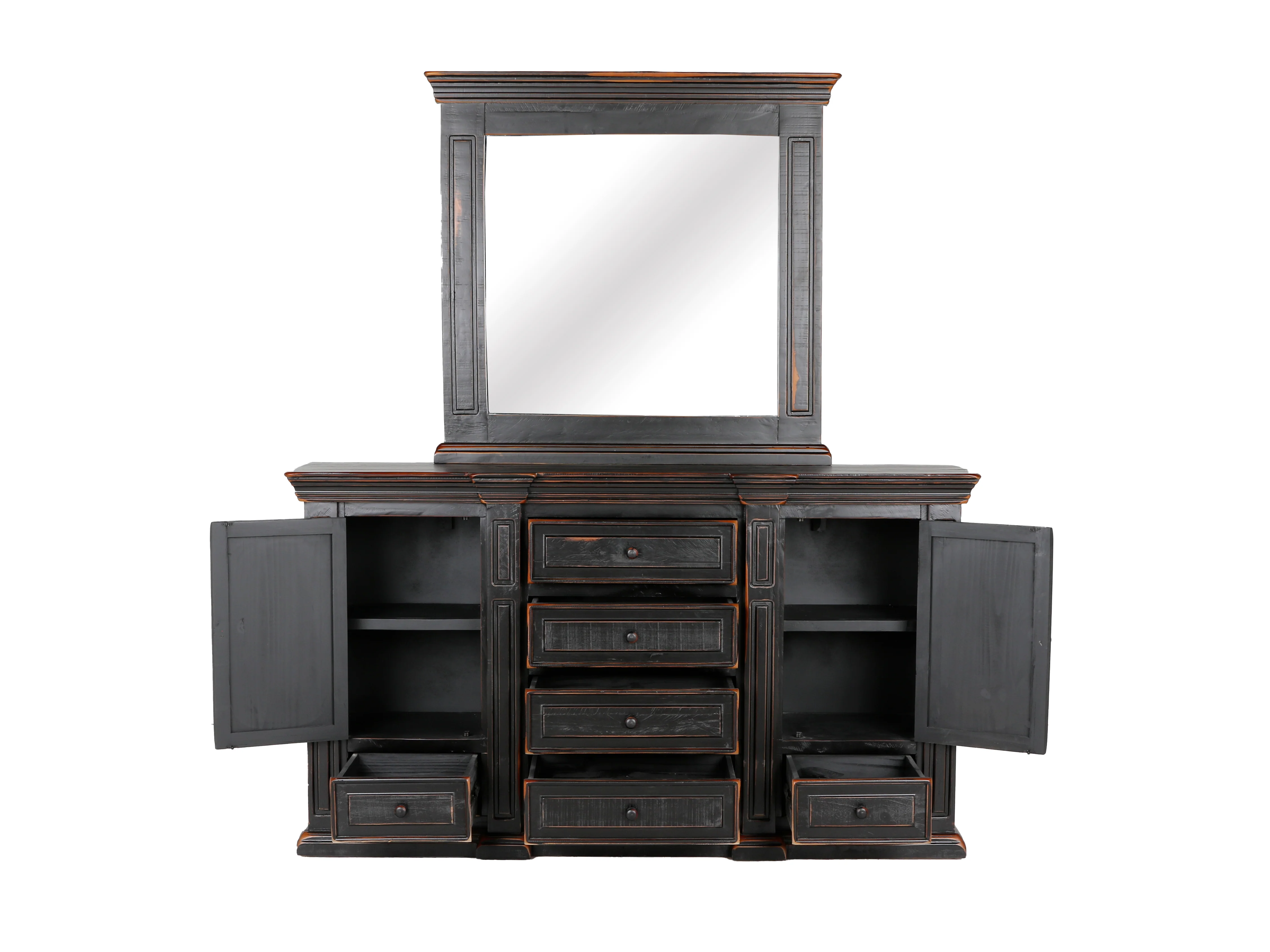 Rustic Traditional Dark Cherry 6-Piece Bedroom Set with Panel Bed, Dresser, Mirror & Nightstand - Image 5