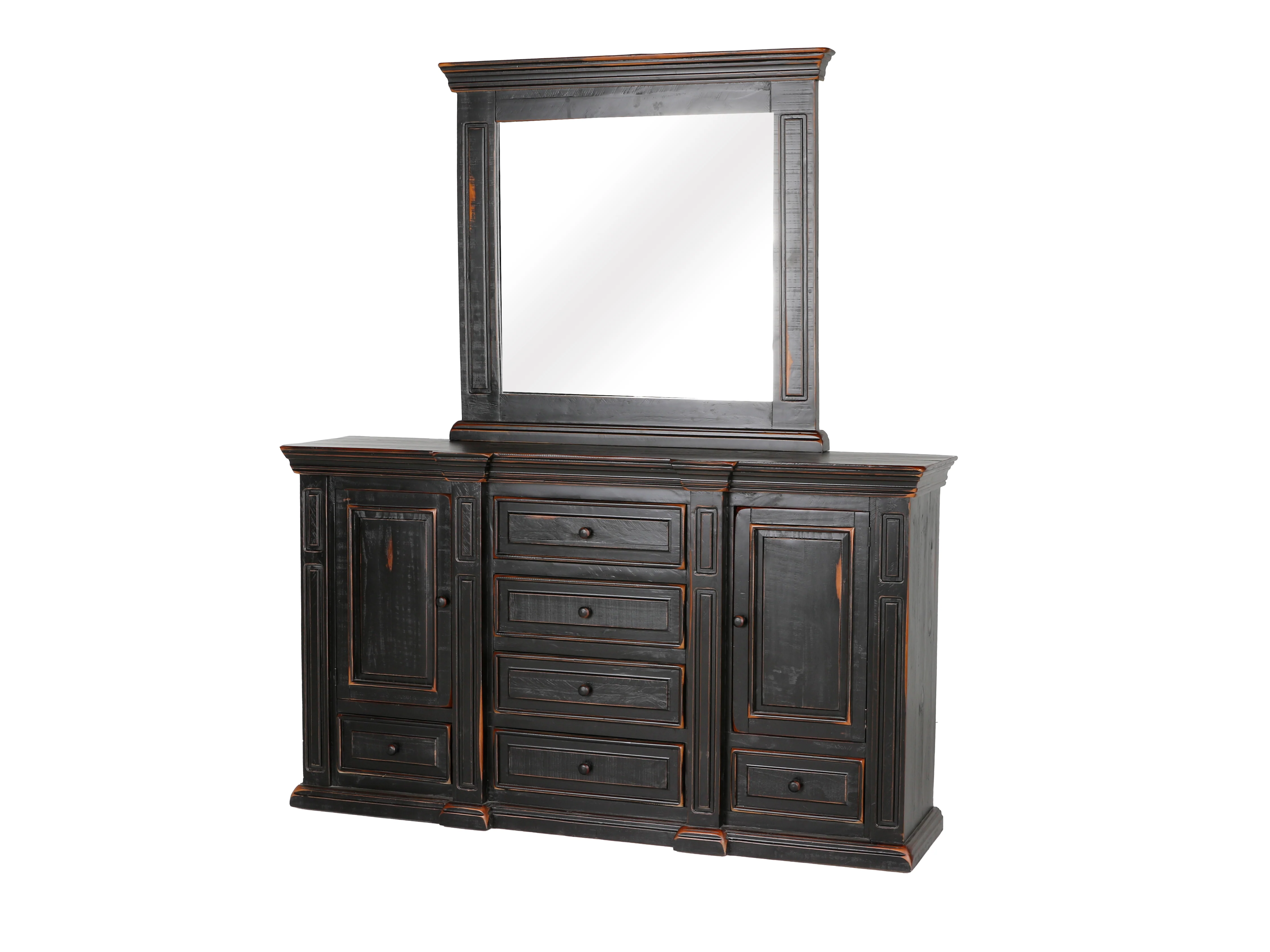 Rustic Traditional Dark Cherry 6-Piece Bedroom Set with Panel Bed, Dresser, Mirror & Nightstand - Image 6