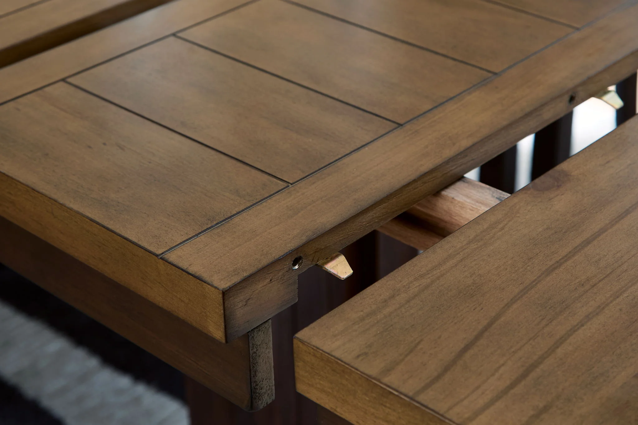 Rylandeen - Rectangular Dining Room Counter Height Extension Table - Light Brown / Dark Brown - Image 4