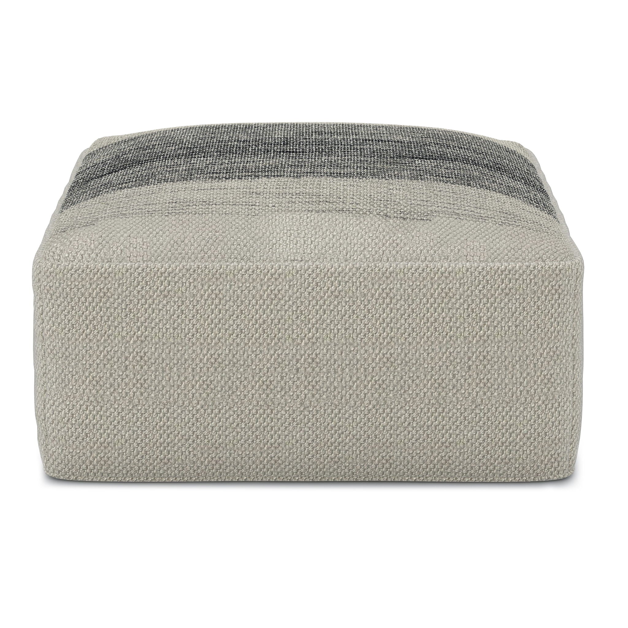 Sabella - Square Woven Outdoor / Indoor Pouf - Gray / White - Image 2