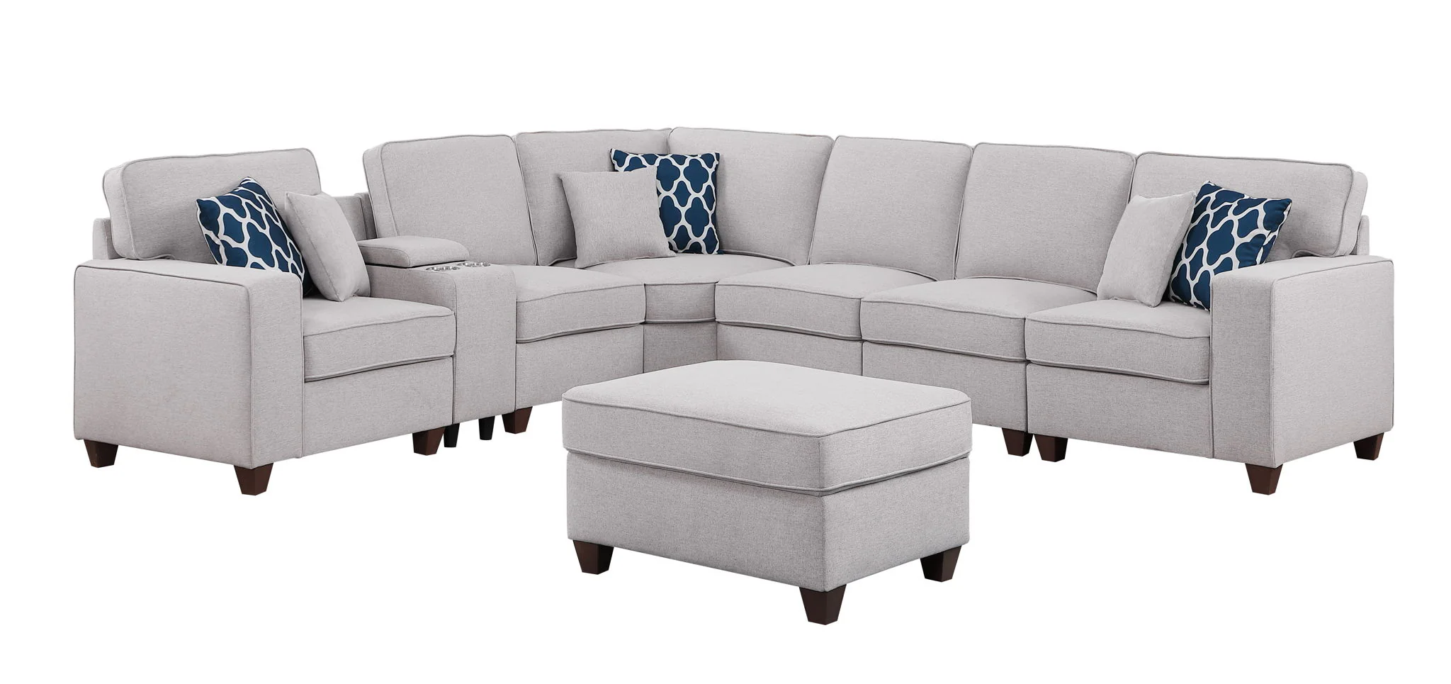 Sam - Sectional Sofa With Ottoman - Light Gray - Image 7