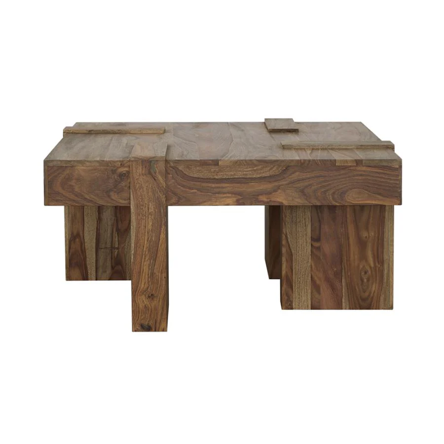 Samira - Square Solid Wood Coffee Table - Natural Sheesham - Image 3