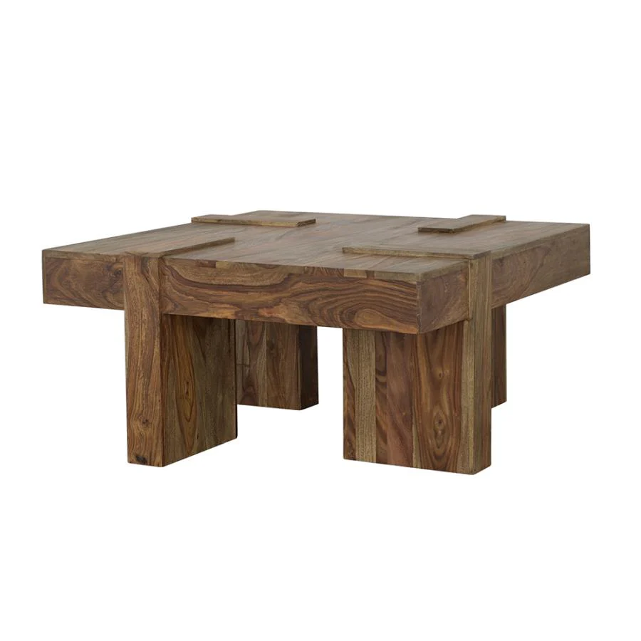 Samira - Square Solid Wood Coffee Table - Natural Sheesham - Image 4
