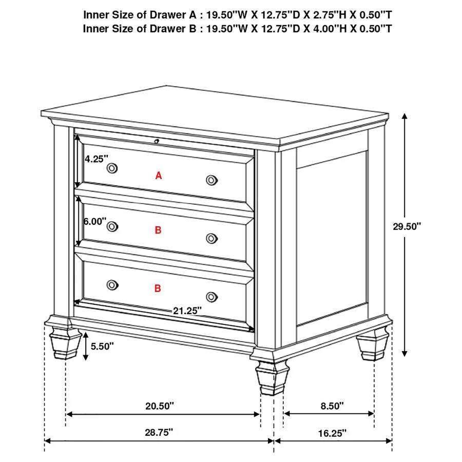 Sandy Beach 3-drawer Nightstand Black - Image 12