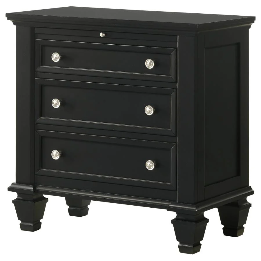 Sandy Beach 3-drawer Nightstand Black - Image 4