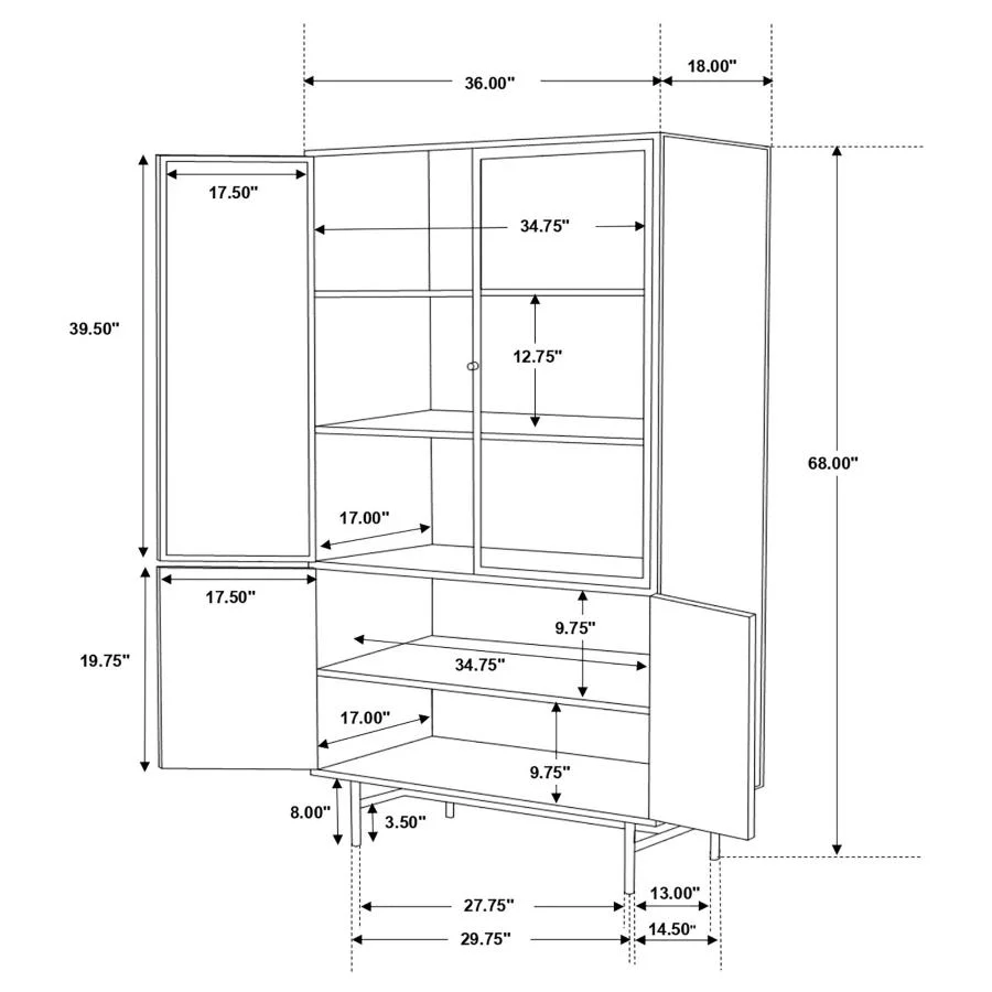 Santiago - 4 Door Metal Tall Storage Cabinet - Matte Black - Image 8