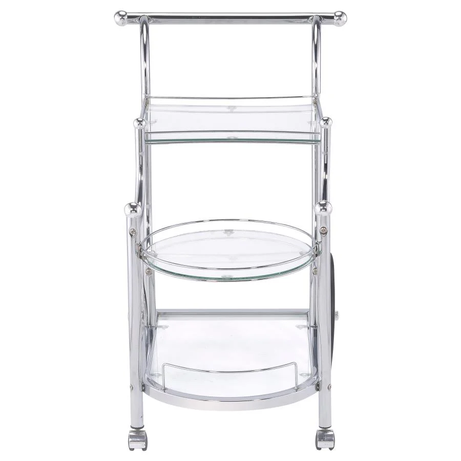 Sarandon - 3-Tier Glass Shelf Metal Bar Cart - Chrome - Image 3