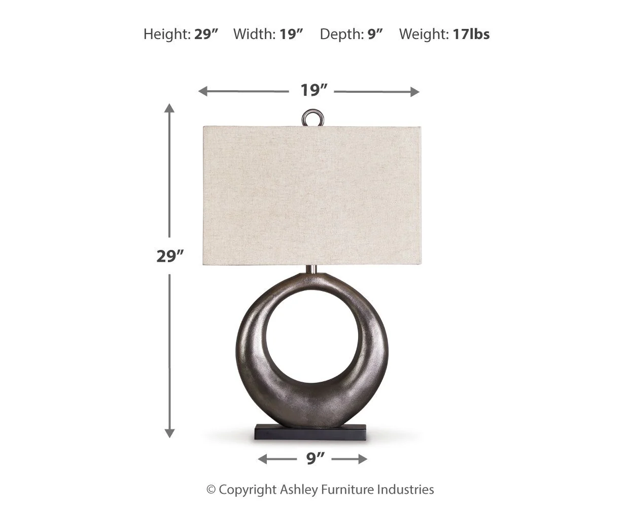 Saria - Metal Table Lamp  - Antique Silver Finish - Image 5