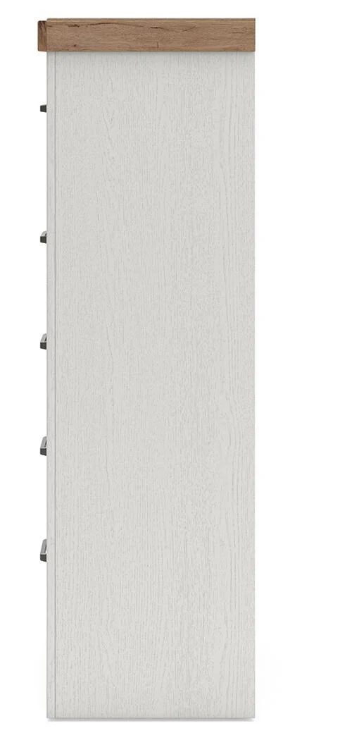 Savonport - Five Drawer Chest - White / Brown - Image 4