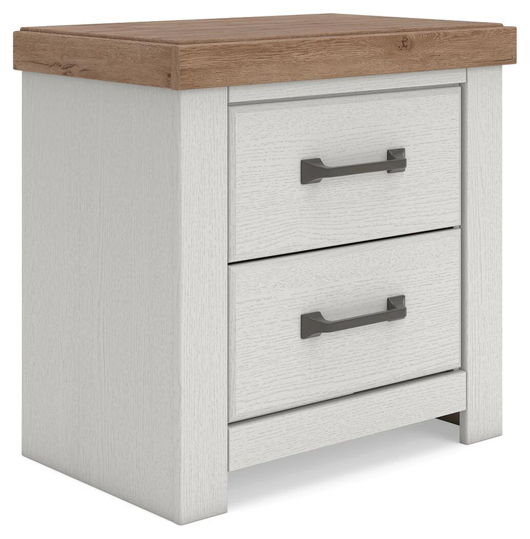 Savonport - Two Drawer Night Stand - White / Brown