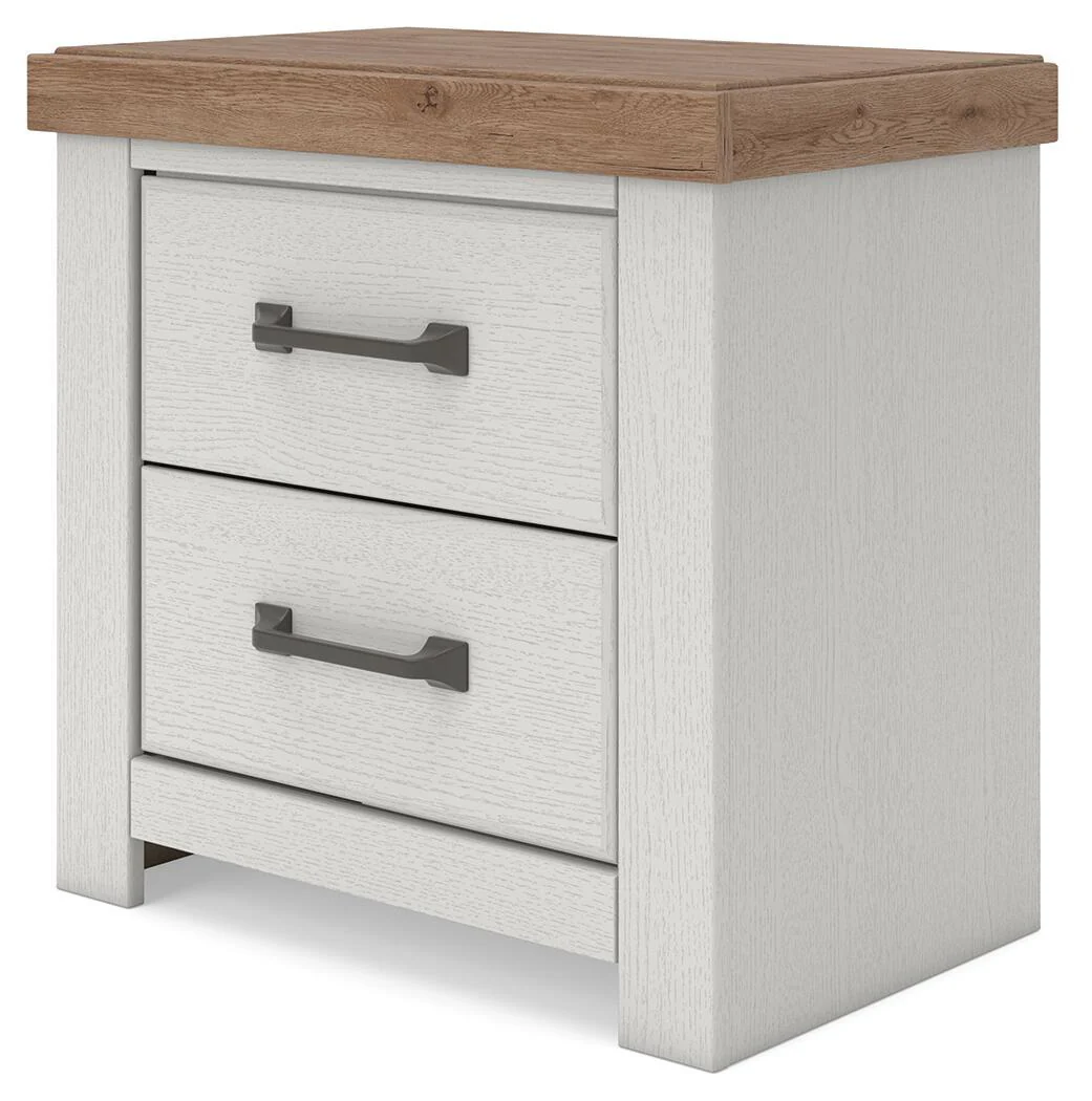 Savonport - Two Drawer Night Stand - White / Brown - Image 2