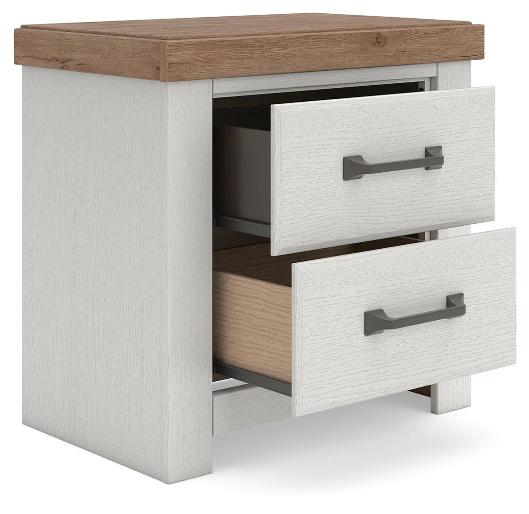 Savonport - Two Drawer Night Stand - White / Brown - Image 3
