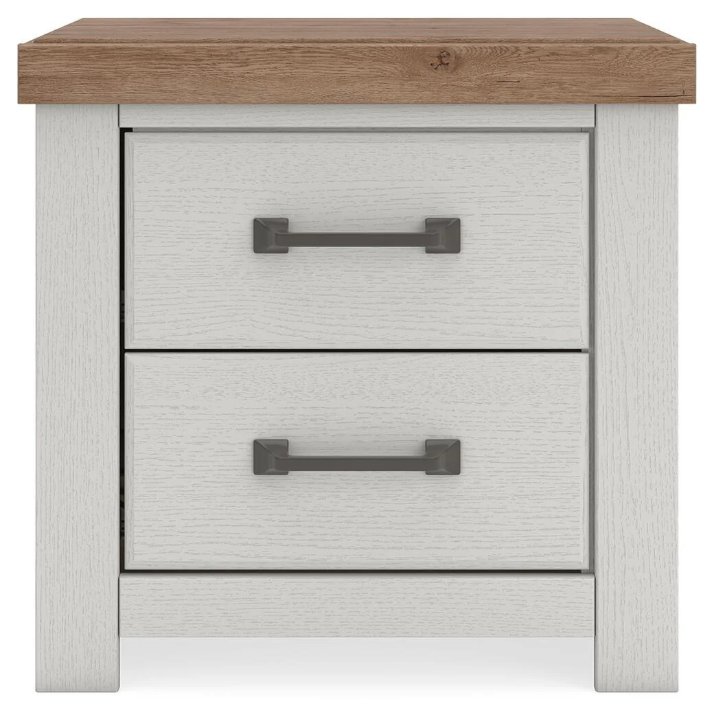Savonport - Two Drawer Night Stand - White / Brown - Image 4